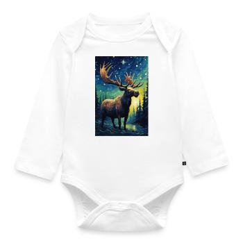Elch - Baby Bio-Langarm-Body - Weiß - Vorne