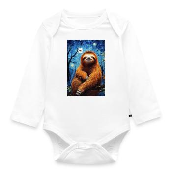 Sloth - Organic Longsleeve Baby Bodysuit - white - Front
