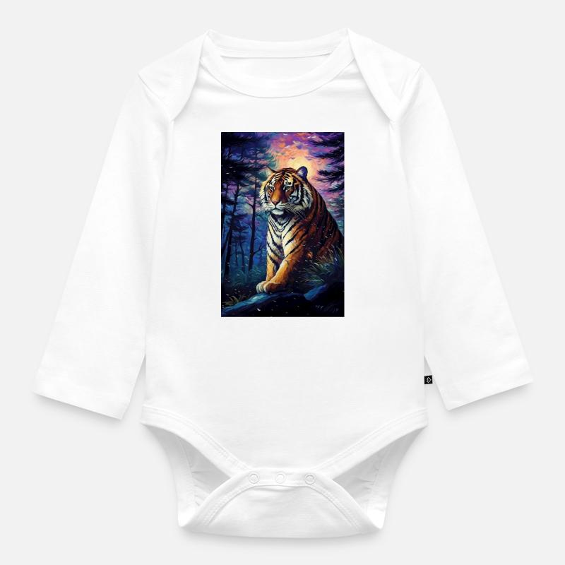 Tiger - Baby Bio-Langarm-Body - Weiß