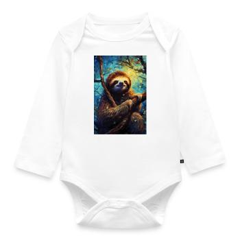 Sloth - Organic Longsleeve Baby Bodysuit - white - Front