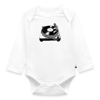 vinyl vinyl music turntable retro - Organic Longsleeve Baby Bodysuit - white - Front