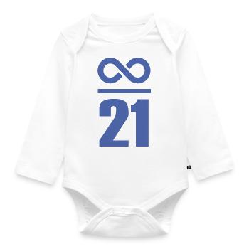 Unendlich durch 21 Millionen Bitcoin Unendlich Wer - Baby Bio-Langarm-Body - Weiß - Vorne