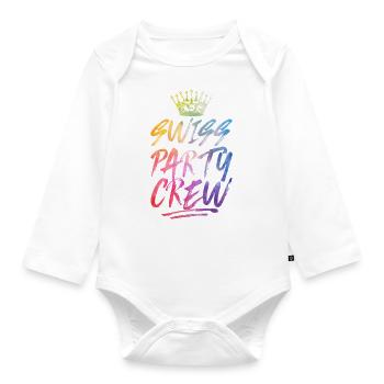 Swiss Party Crew Bunt Schweiz - Organic Longsleeve Baby Bodysuit - white - Front