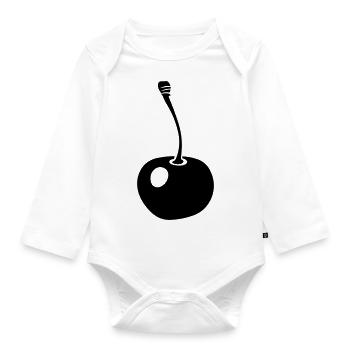 Kirsche - Baby Bio-Langarm-Body - Weiß - Vorne