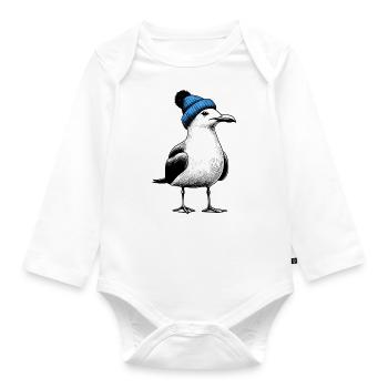North Sea Harbor Moin Seagull Beanie Beanie Blue - Organic Longsleeve Baby Bodysuit - white - Front