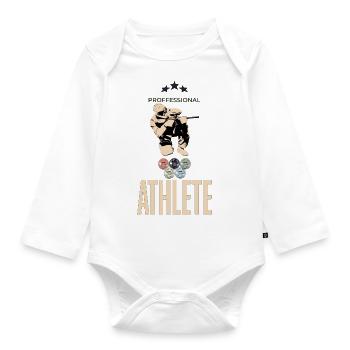 Pro athlete painntball games - Organic Longsleeve Baby Bodysuit - white - Front