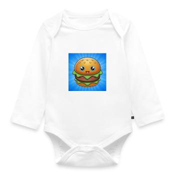 i like burger - I like burgers - Organic Longsleeve Baby Bodysuit - white - Front