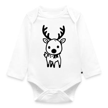Hirsch - Baby Bio-Langarm-Body - Weiß - Vorne