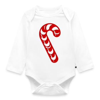 Candy cane - Organic Longsleeve Baby Bodysuit - white - Front