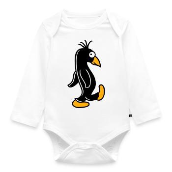 Pinguin läuft ulkig dumm guckt lustig doof albern - Baby Bio-Langarm-Body - Weiß - Vorne