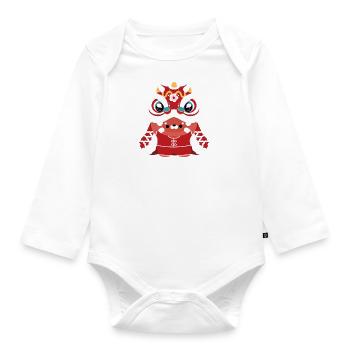 Chinesisches Neujahr - Löwentanz Roter Panda - Baby Bio-Langarm-Body - Weiß - Vorne