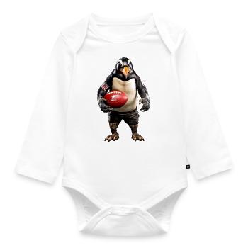 Rugby Penguin - Organic Longsleeve Baby Bodysuit - white - Front