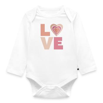 LOVE with heart - Organic Longsleeve Baby Bodysuit - white - Front