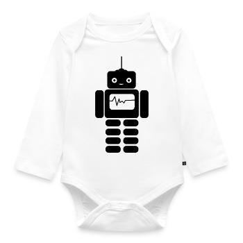 roboter - Baby Bio-Langarm-Body - Weiß - Vorne