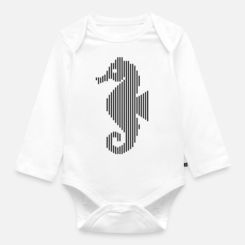 Seepferdchen Meerestiere - Baby Bio-Langarm-Body - Weiß