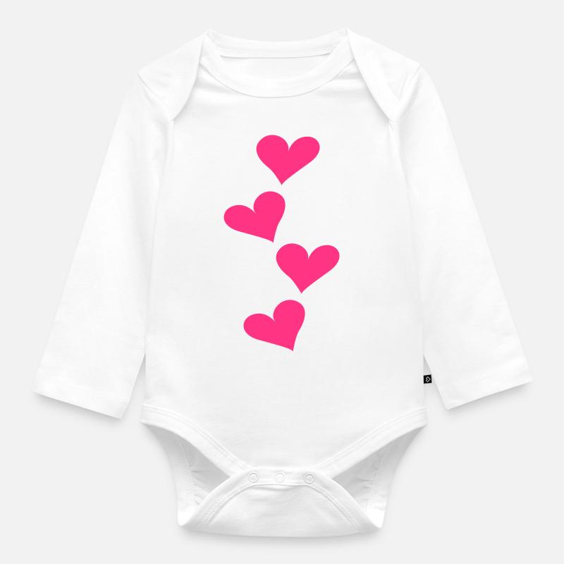 Coeurs - Body Bébé bio manches longues - blanc