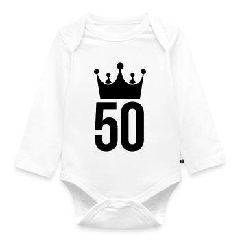 anniversary birthday - Organic Longsleeve Baby Bodysuit - white - Front