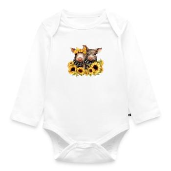 Cochons comme meilleurs amis, tournesol, bandana u - Body Bébé bio manches longues - blanc - Devant