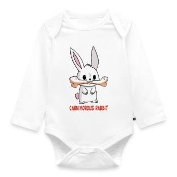 Carnivorous white rabbit - Organic Longsleeve Baby Bodysuit - white - Front