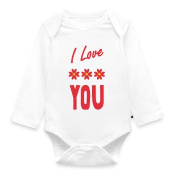 VALENTINSTAG. Junggesellinnenabschied. ICH LIEBE DICH. ICH LIEBE DICH. LIEBE - Baby Bio-Langarm-Body - Weiß - Vorne