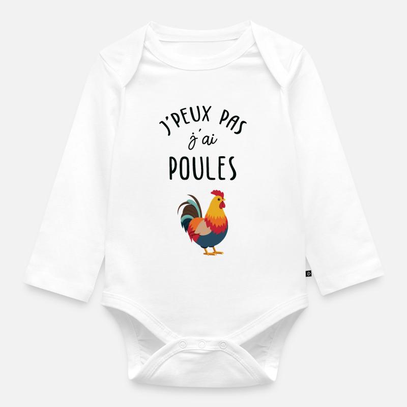 J'peux pas j'ai poules ! - Body Bébé bio manches longues - blanc