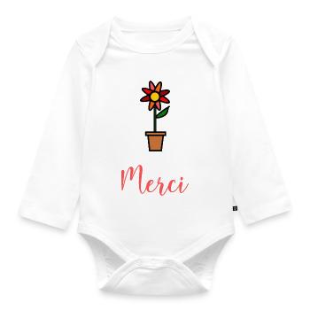 MERCI. MAÎTRESSE. MAÎTRE. MERCI MAÎTRESSE - Body Bébé bio manches longues - blanc - Devant