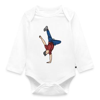 B Boy Drawing - Organic Longsleeve Baby Bodysuit - white - Front