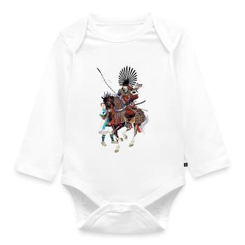 Toyotomi Hideyoshi on horseback - Organic Longsleeve Baby Bodysuit - white - Front