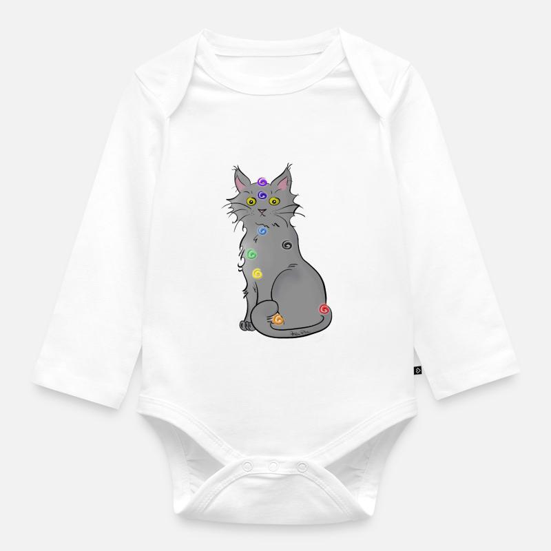 Chat-kra - Body Bébé bio manches longues - blanc