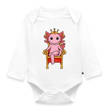 Axolotl König auf Thron - Baby Bio-Langarm-Body - Weiß - Vorne
