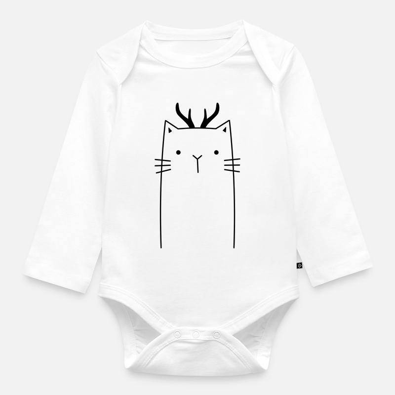 Chat de Noël - Body Bébé bio manches longues - blanc