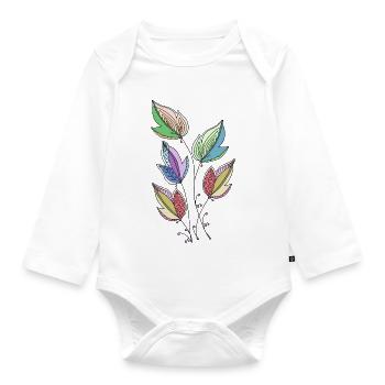 leaves - Organic Longsleeve Baby Bodysuit - white - Front