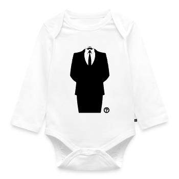 Anon Suit Hacker Mask Shirt - Organic Longsleeve Baby Bodysuit - white - Front