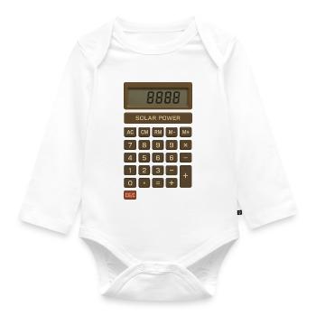 Solar Power Calculator Retro - Organic Longsleeve Baby Bodysuit - white - Front