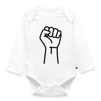 Faust Widerstand Protest Outline - Baby Bio-Langarm-Body - Weiß - Vorne