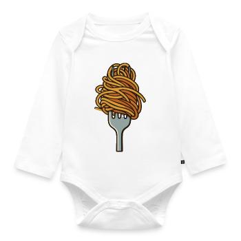 Spaghetti - Baby Bio-Langarm-Body - Weiß - Vorne