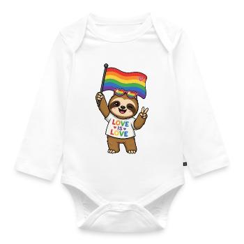 CSD LGBTQ schwul lesbisch queer Regenbogenfahne - Baby Bio-Langarm-Body - Weiß - Vorne