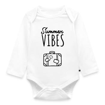Summer Vibes Travel Suitcase - Organic Longsleeve Baby Bodysuit - white - Front