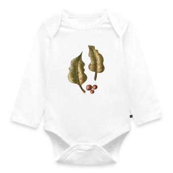 Autumnal Leaves Berries Pattern - Organic Longsleeve Baby Bodysuit - white - Front