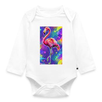 flamingo - Organic Longsleeve Baby Bodysuit - white - Front