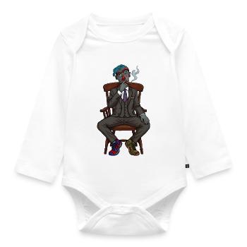 Surreales Noir-Idol im Anzug - Baby Bio-Langarm-Body - Weiß - Vorne
