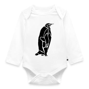 Black Graphic Penguin – Geometrisches Porträt - Baby Bio-Langarm-Body - Weiß - Vorne