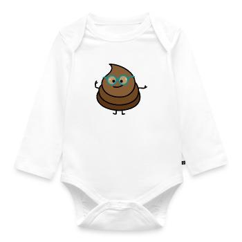 Smart shit (b) - Organic Longsleeve Baby Bodysuit - white - Front