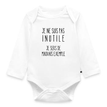 je ne suis pas inutile - Body Bébé bio manches longues - blanc - Devant