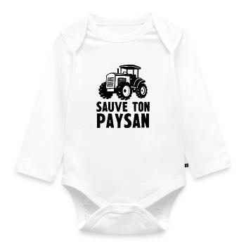 sauve ton paysan - Body Bébé bio manches longues - blanc - Devant
