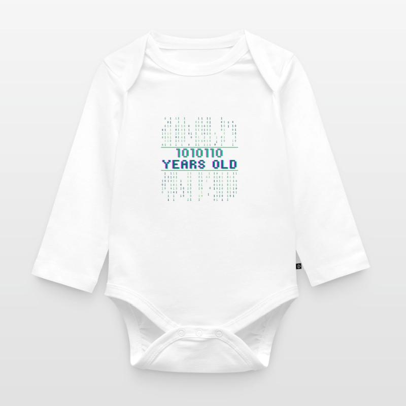 86th Birthday 86 years old Binary Code Computer Science Organic Longsleeve Baby Bodysuit