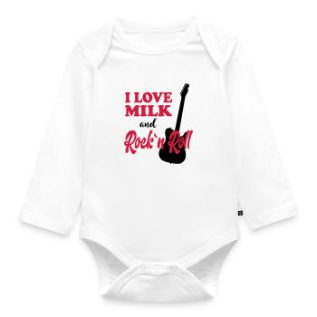 Enfant Bébé Anniversaire Dictons Lait Rockn Roll - Body Bébé bio manches longues - blanc - Devant