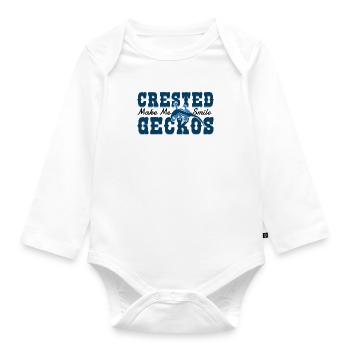 Crested Geckos Cute Lizard Reptiles Exotic Animals - Organic Longsleeve Baby Bodysuit - white - Front