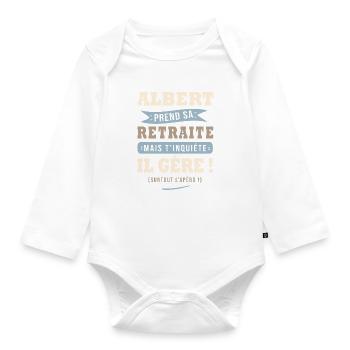 Albert humour retraite cadeau retraité - Body Bébé bio manches longues - blanc - Devant