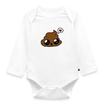 poo - Organic Longsleeve Baby Bodysuit - white - Front